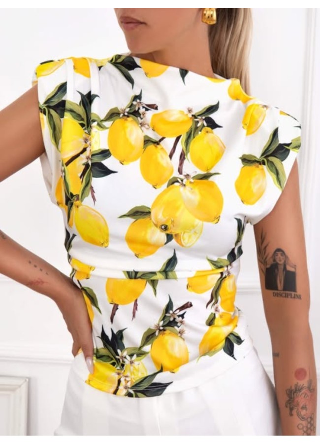 BLOUSE WITH LEMONS - LEMON