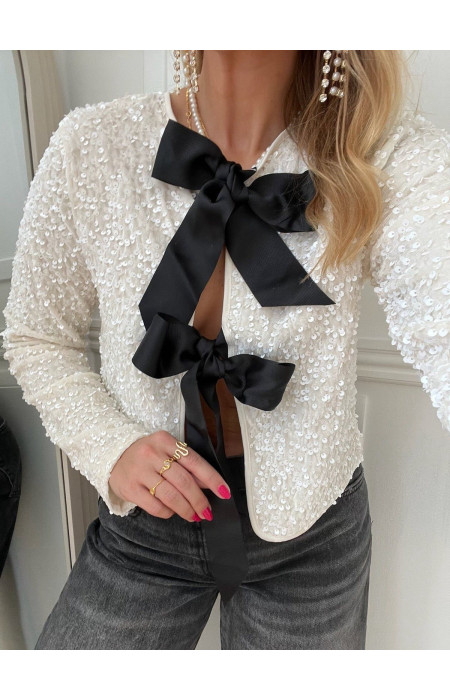 VELVET BLOUSE WITH SEQUINS - ANTILO