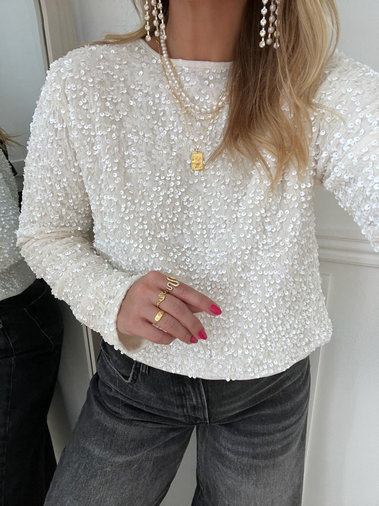 VELVET BLOUSE WITH SEQUINS - ANTILO
