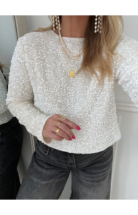 VELVET BLOUSE WITH SEQUINS - ANTILO