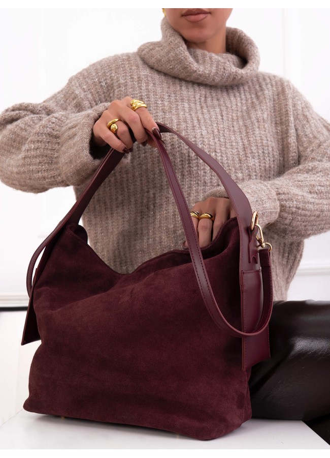 LEATHER SOUEDE BAG - BERGANO
