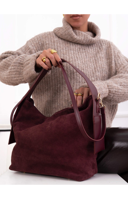 LEATHER SOUEDE BAG - BERGANO
