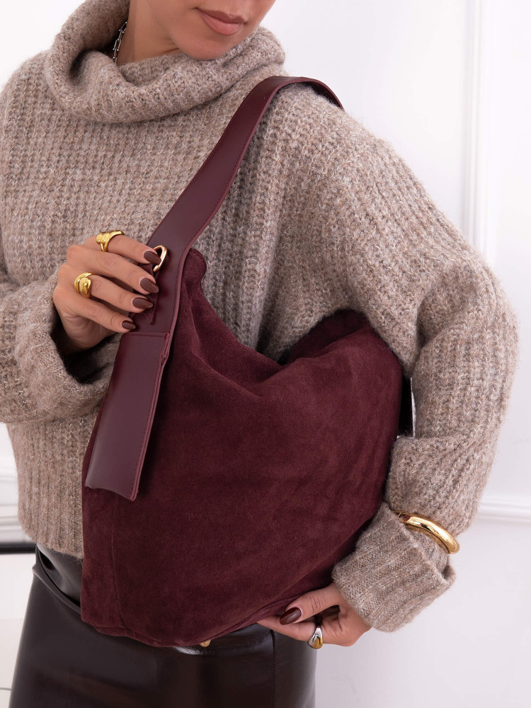 LEATHER SOUEDE BAG - BERGANO