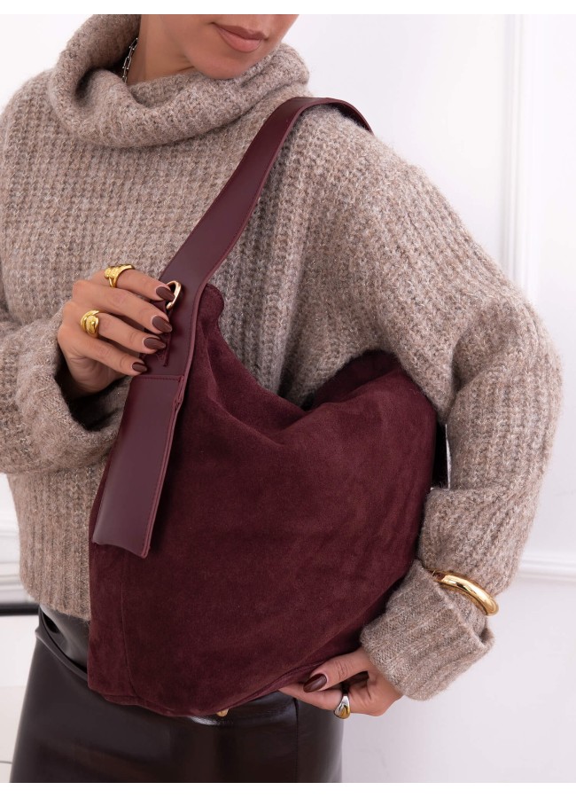 LEATHER SOUEDE BAG - BERGANO