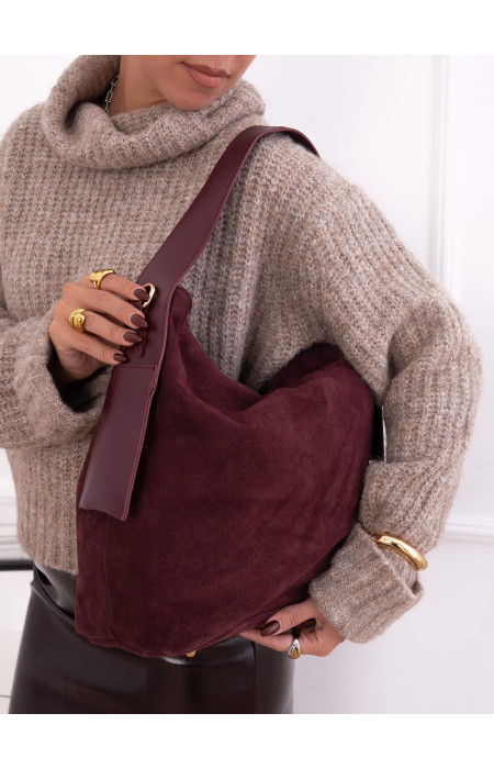 LEATHER SOUEDE BAG - BERGANO