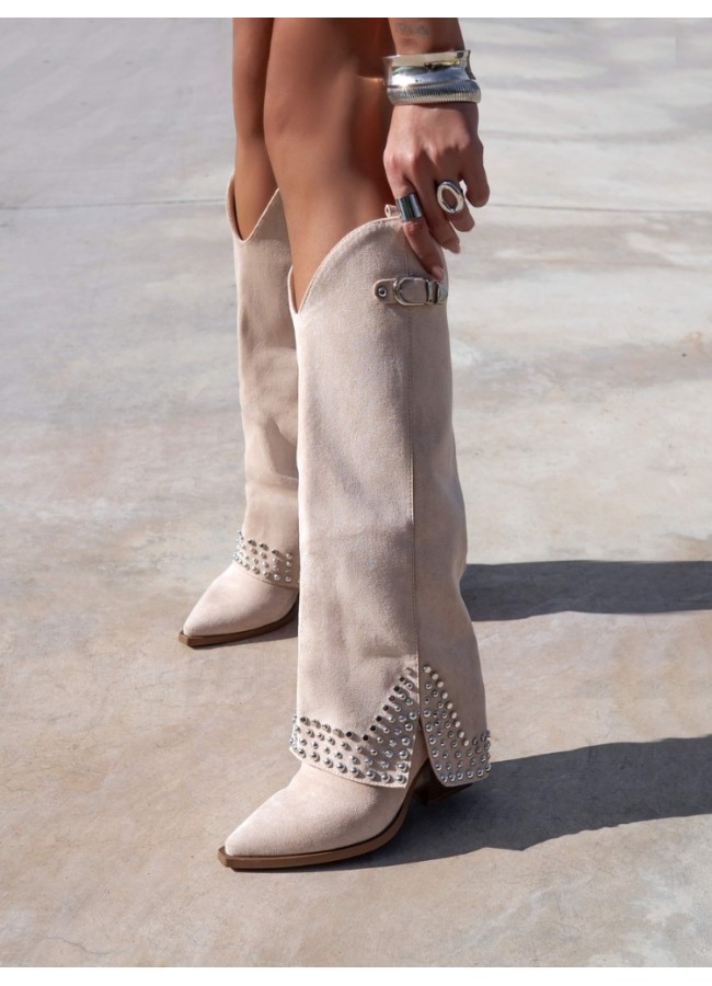 BEIGE SUEDE BOOTS - NALA