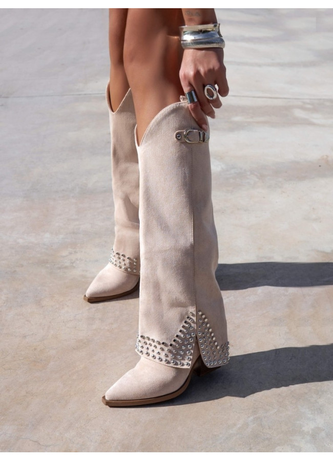 BEIGE SUEDE BOOTS - NALA