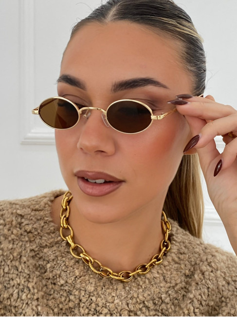 ANNAKEY HILTON GOLD BROWN SUNGLASSES