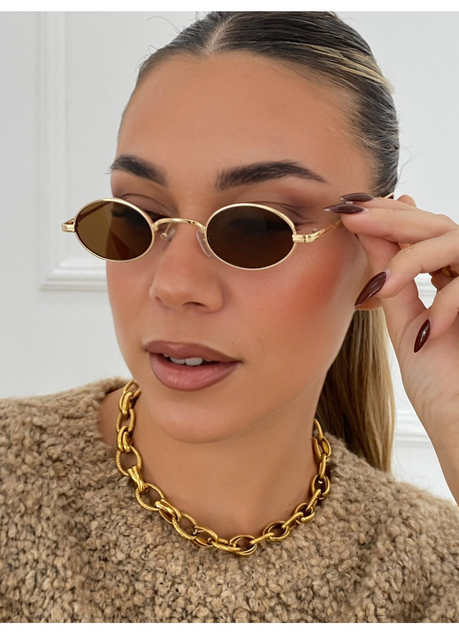 ANNAKEY HILTON GOLD BROWN  SUNGLASSES