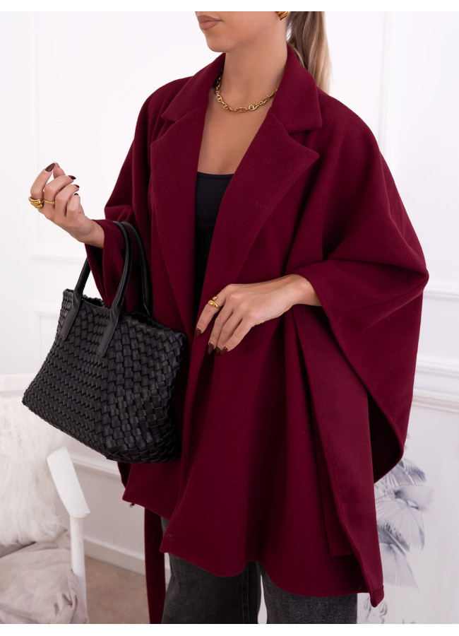 BORDEAUX CAPE WITH BELT - MARKELA