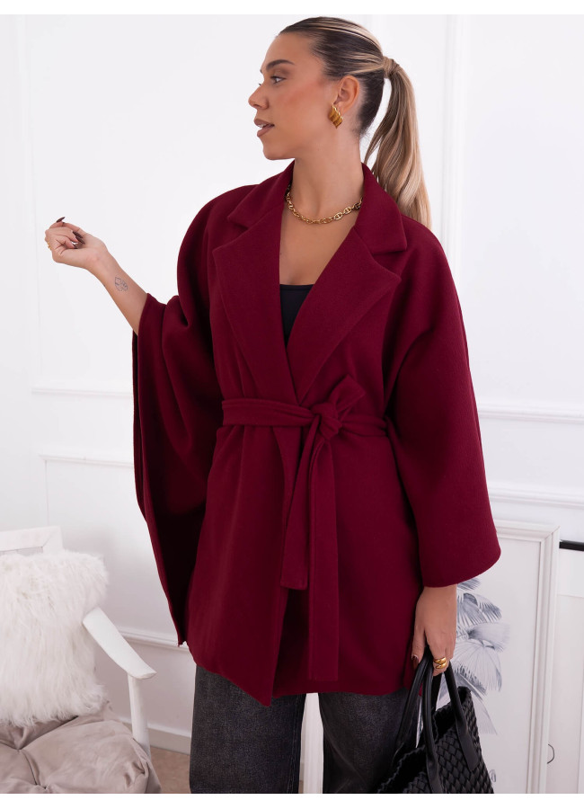 BORDEAUX CAPE WITH BELT - MARKELA
