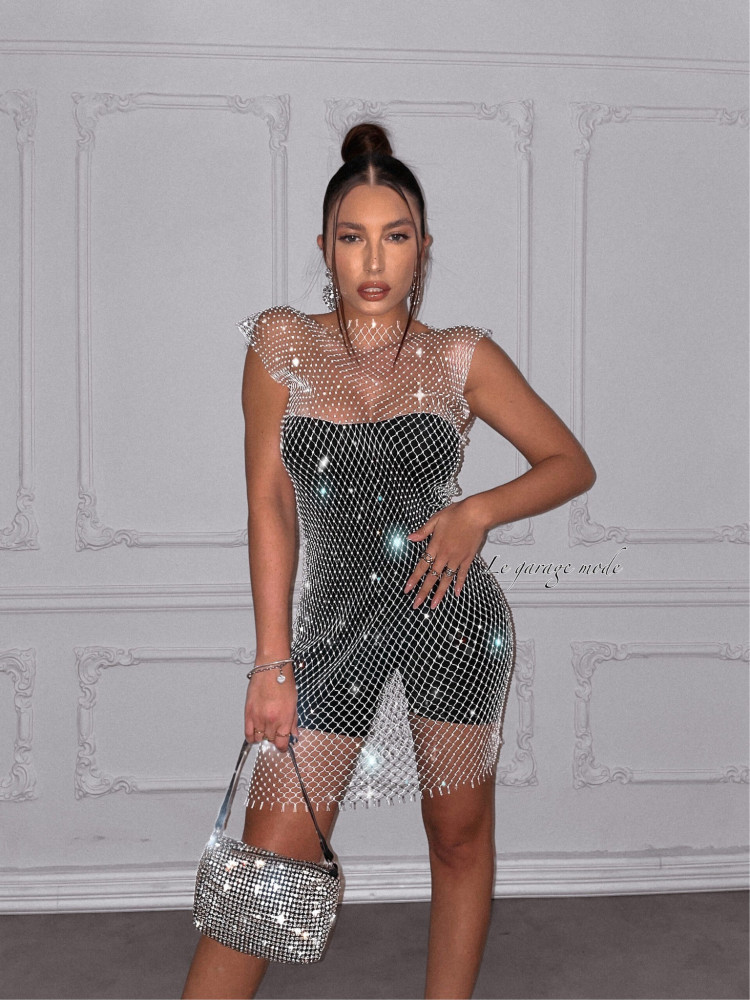 DAKOTA STRASS NET DIAMOND DRESS