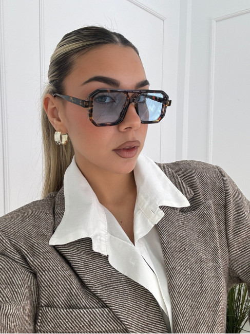 ANNAKEY DENI LEOPARD BLUE SUNGLASSES