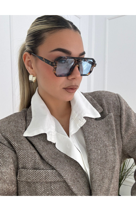 ANNAKEY DENI LEOPARD BLUE SUNGLASSES