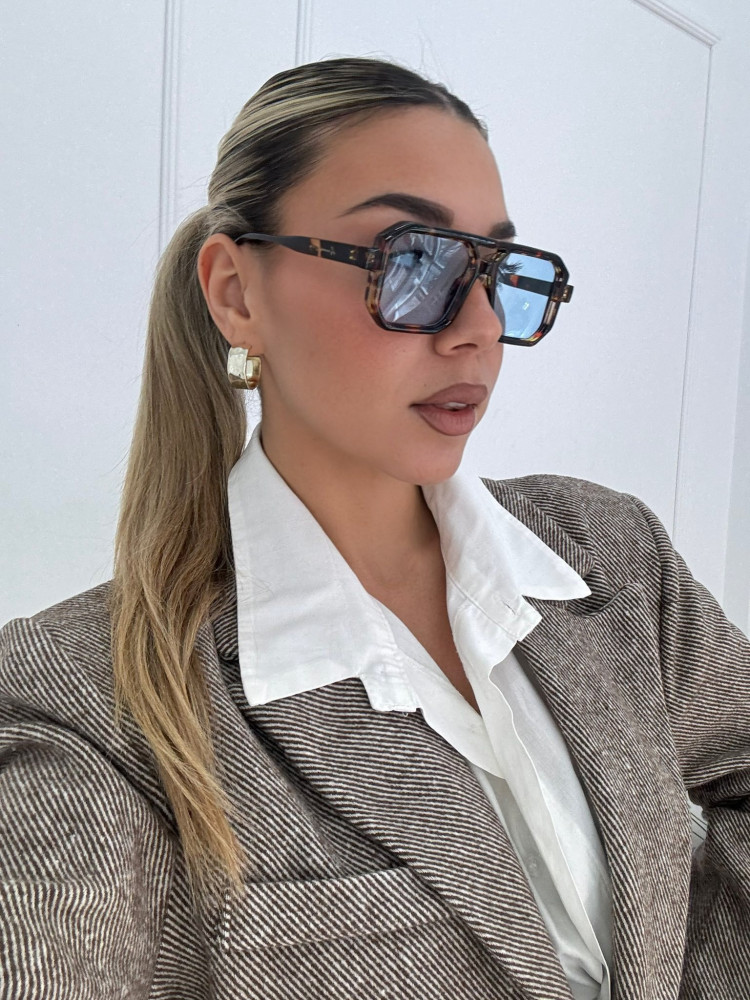 ANNAKEY DENI LEOPARD BLUE SUNGLASSES
