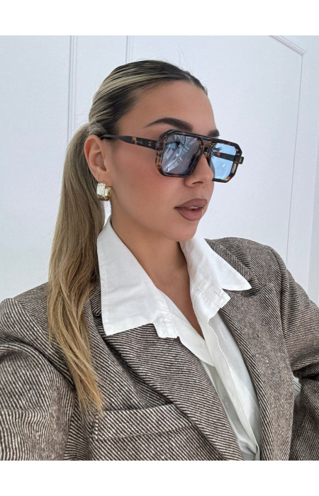 ANNAKEY DENI LEOPARD BLUE SUNGLASSES