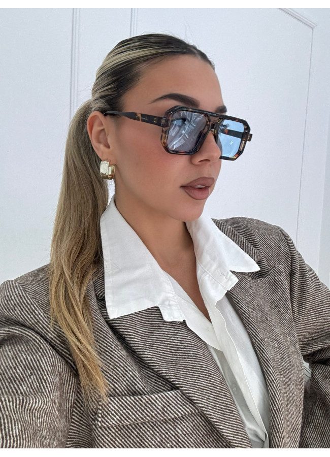 ANNAKEY DENI LEOPARD BLUE SUNGLASSES