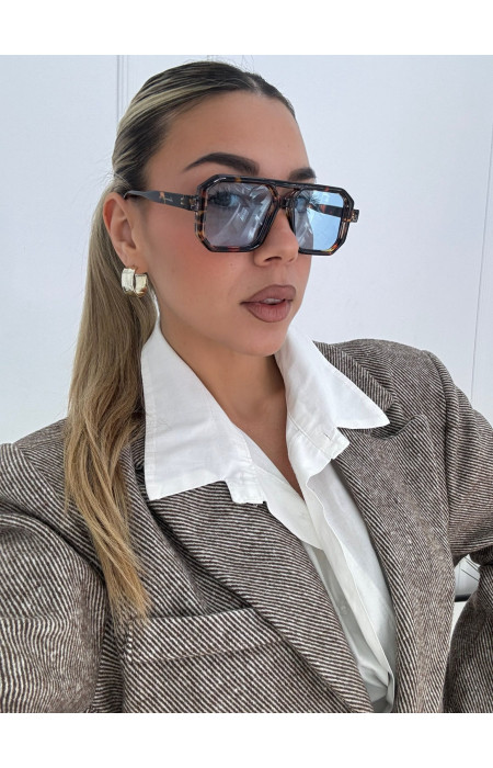 ANNAKEY DENI LEOPARD BLUE SUNGLASSES