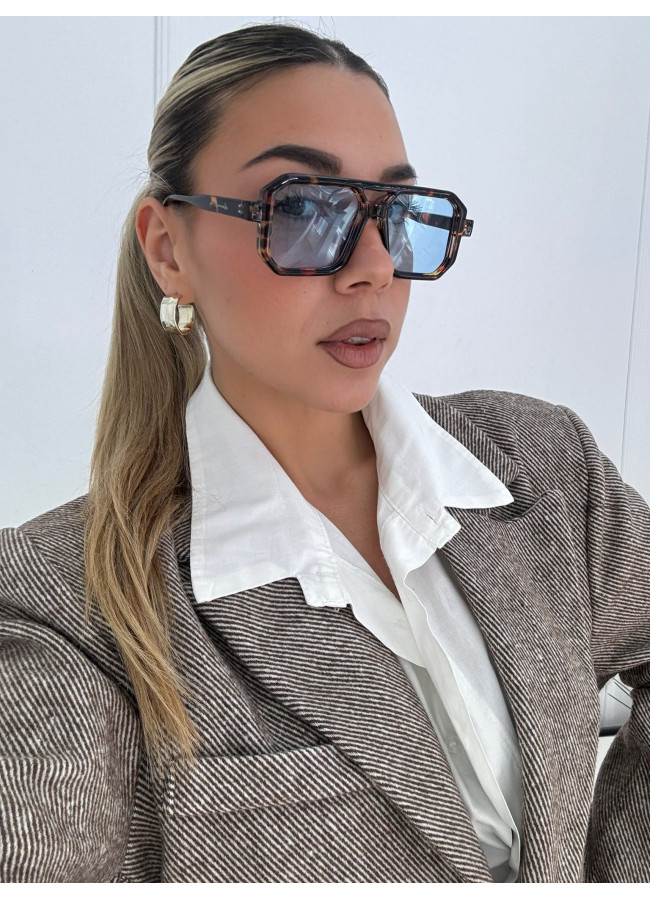 ANNAKEY DENI LEOPARD BLUE SUNGLASSES
