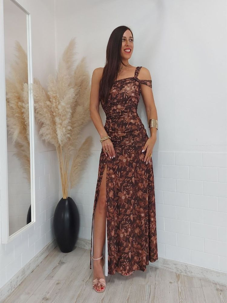 MAXI CHOCO FLORAL DRESS - ALVA