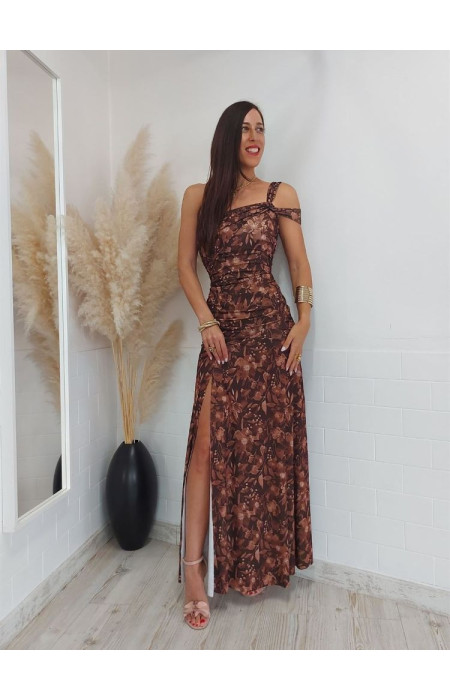 MAXI CHOCO FLORAL DRESS - ALVA