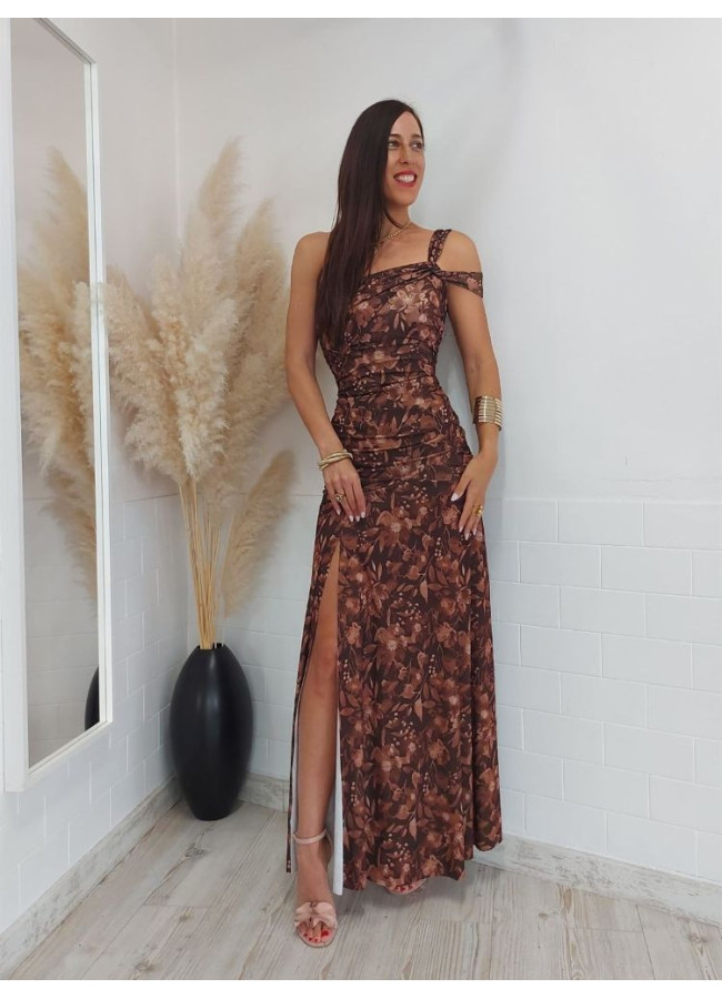 MAXI CHOCO FLORAL DRESS - ALVA