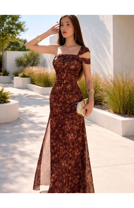 MAXI CHOCO FLORAL DRESS - ALVA