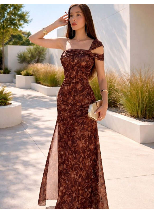 MAXI CHOCO FLORAL DRESS - ALVA