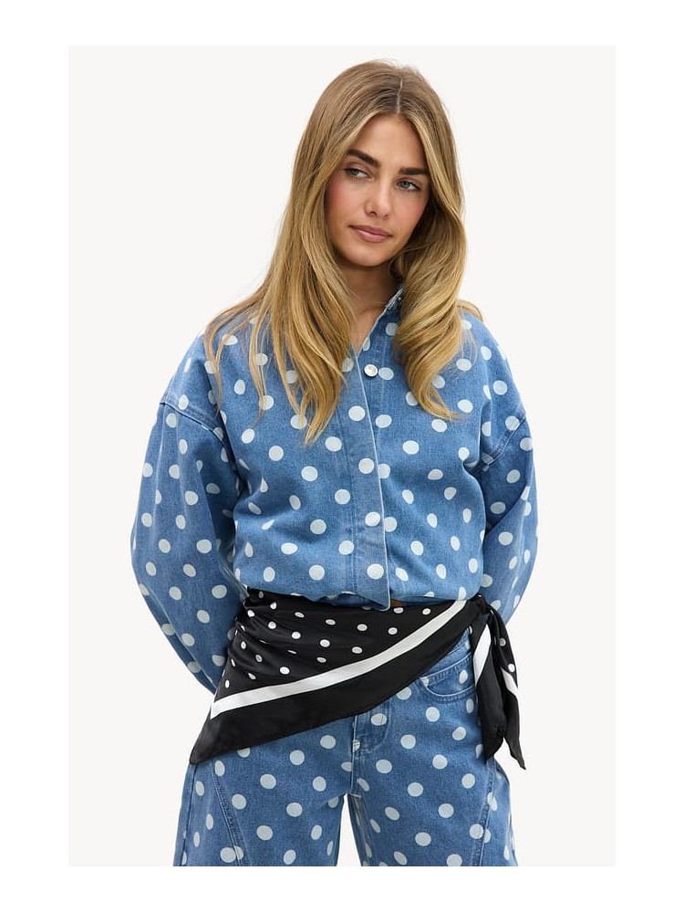 DOTS SATIN BLACK FOULARD