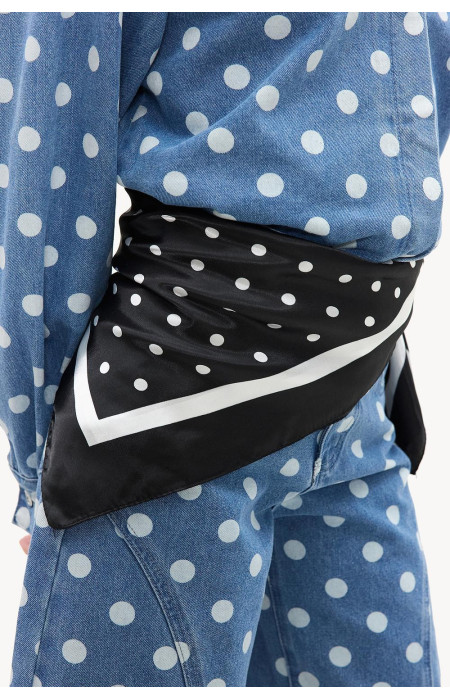 DOTS SATIN BLACK FOULARD