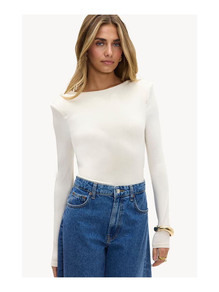 WHITE LONGSLEEVE LYCRA BLOUSE - BALLET