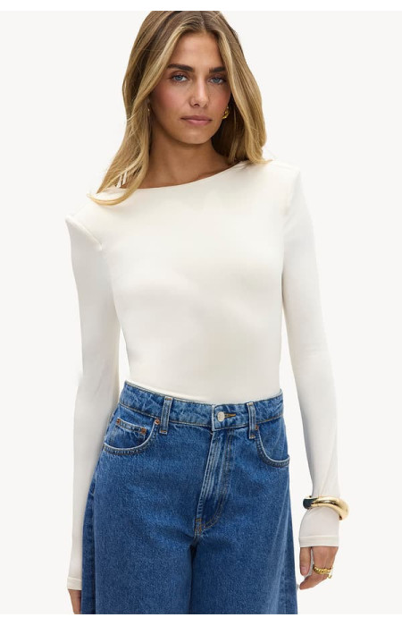 WHITE LONGSLEEVE LYCRA BLOUSE - BALLET